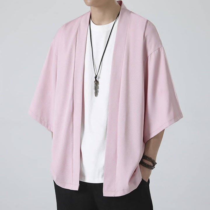 Męska kurtka kimono z odsłoniętym przodem i jednolitym kolorem „Kamienie Buddha Stones” - image 19