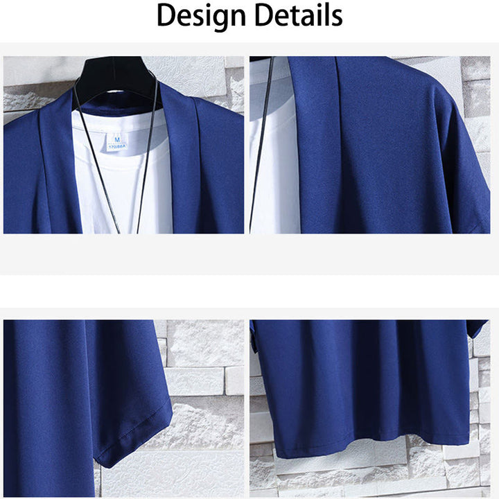 Męska kurtka kimono z odsłoniętym przodem i jednolitym kolorem „Kamienie Buddha Stones” - image 23