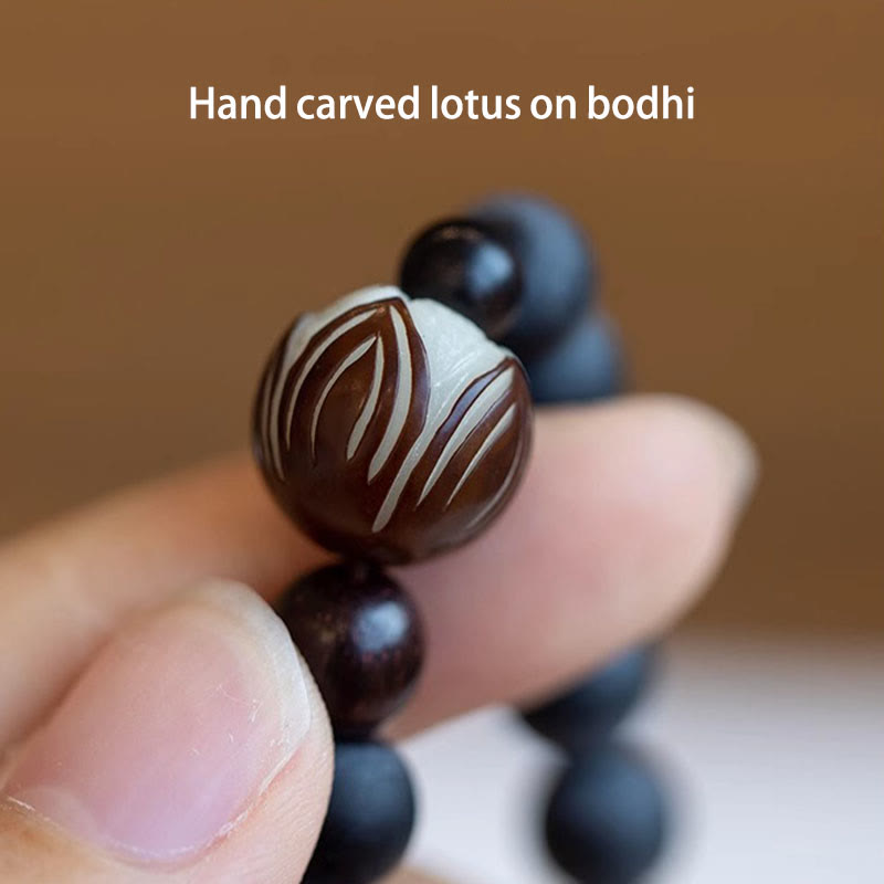 Buddha Stones Tybetańskie Dwuwarstwowa Cyprysowa Bransoletka Uzdrawiająca Bodhi Lotus