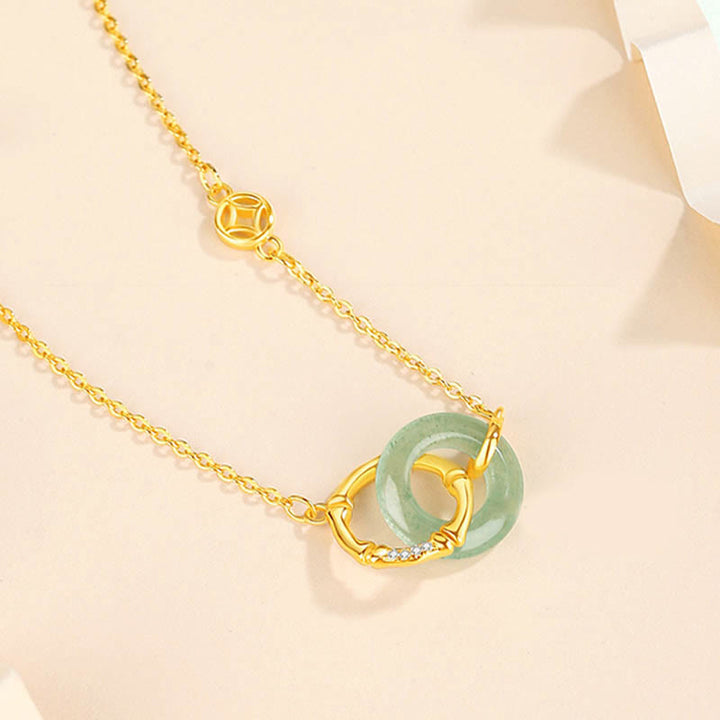 Buddha Stones 925 Srebro Sterlingowe Naturalny Zielony Awenturyn Klamra Pokoju Bambus Moneta Naszyjnik Wisiorek Dobrobytu - image 2