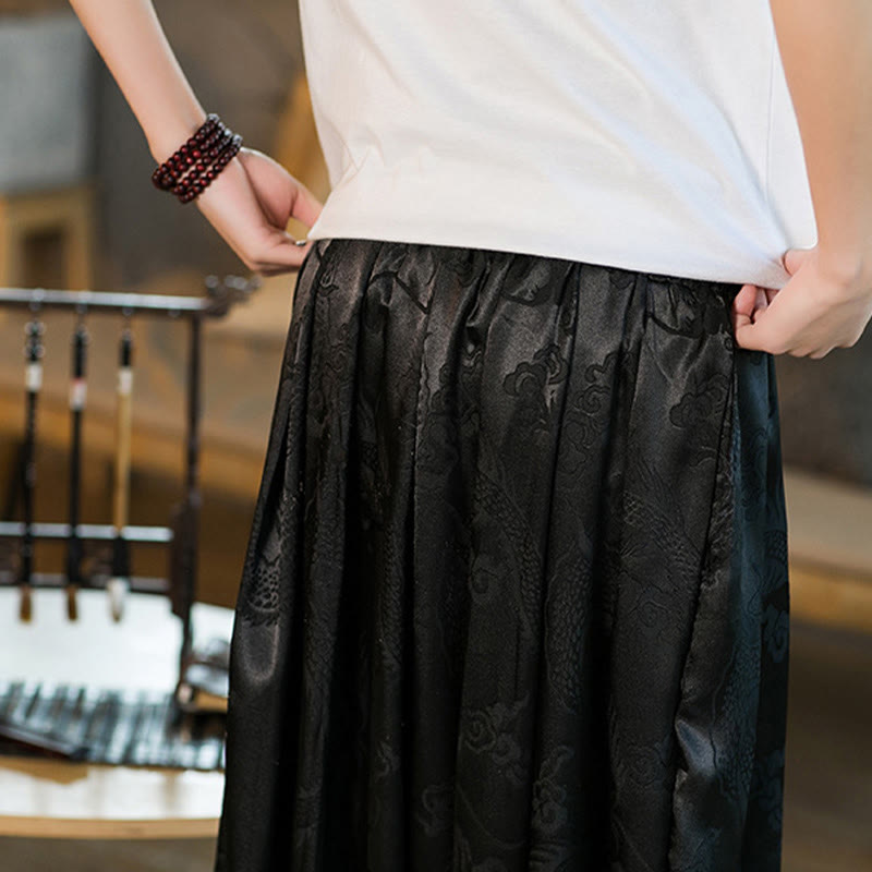 Buddha Stones Wzór Smoka Luźne Męskie Spodnie Harem Z Kieszeniami