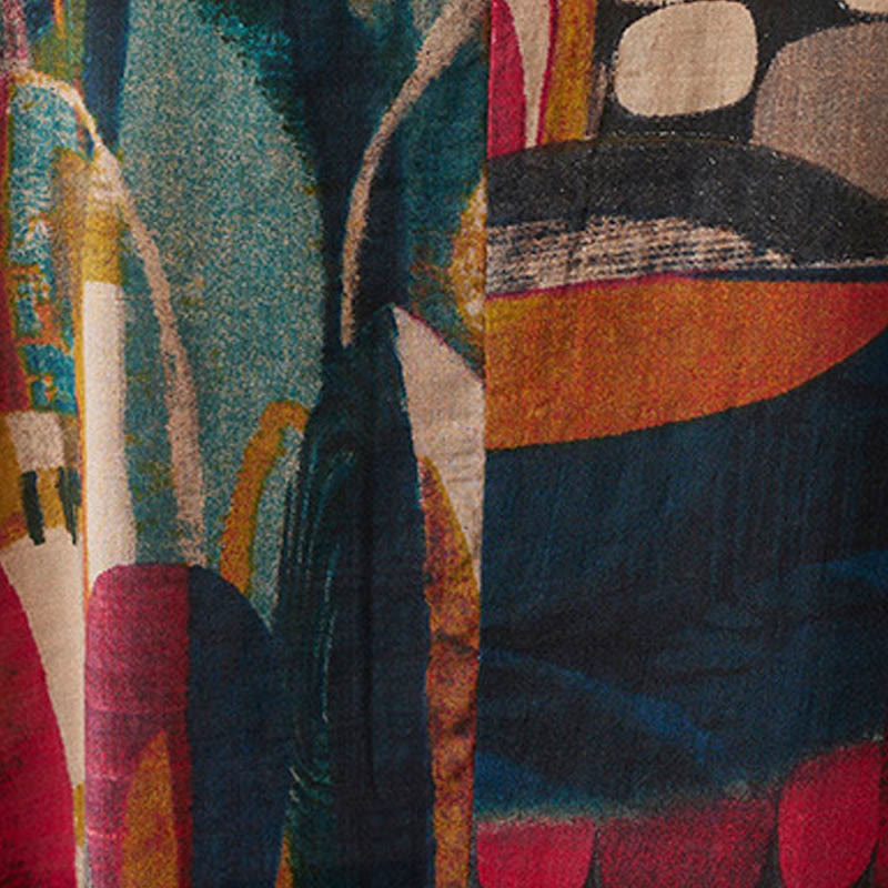 Kolorowa grafika Buddha Stones Midi Sukienka Bawełniana Tunika z Pół Rękawem I Kieszeniami - image 11