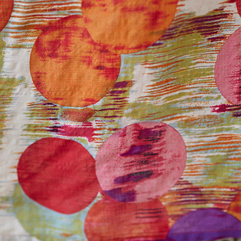 Buddha Stones Pomarańczowo-niebieskie Kolorowe Groszki Sukienka Midi Bawełniana Sukienka z Pół Rękawem i Kieszeniami - image 17