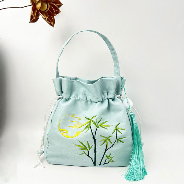 Buddha Stones Haftowane Kwiaty Glicynia Lilia Bawełna Len Torba Crossbody Torba Na Ramię Torebka