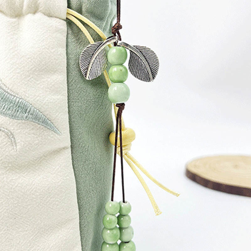 Buddha Stones haftowany motyl lotos magnolia bawełna len torba typu crossbody torba na ramię torebka