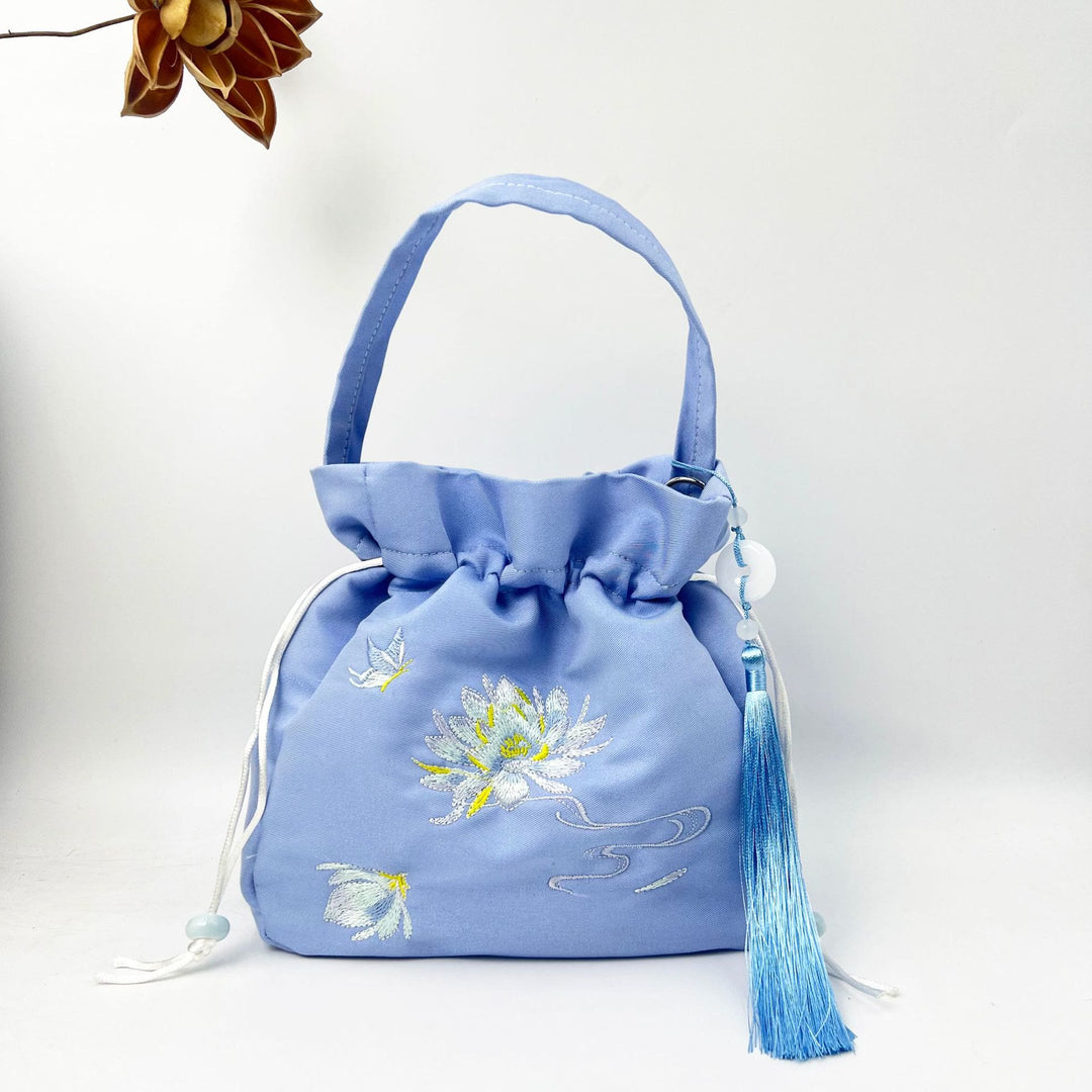 Buddha Stones haftowane lotos koi ryba żuraw kamelia bawełna len torba typu crossbody torba na ramię torebka