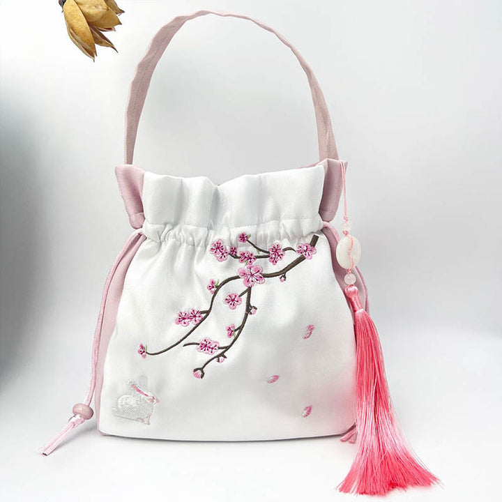 Buddha Stones haftowane Osmantus Piwonia Winogrono Kot Bawełna Len Torba Crossbody Torba na ramię Torebka