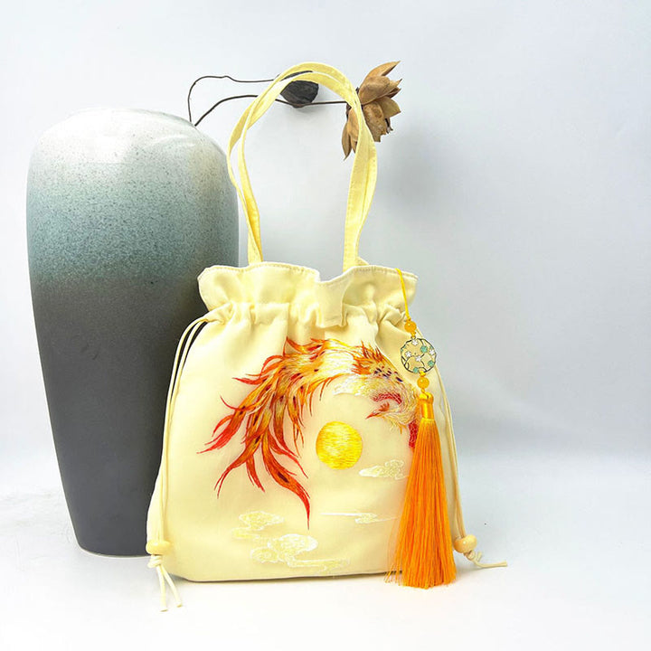 Buddha Stones Lotos Piwonia Epifyllum Feniks Suzhou Haft Bawełna Len Torba Torebka Crossbody Torba na Ramię Torebka