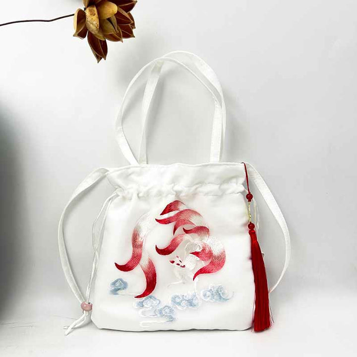 Buddha Stones Suzhou Haft Lotos Jeleń Epifyllum Piwonia Królik Bawełna Len Torba Crossbody Torba na ramię Torebka