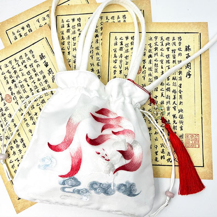 Buddha Stones Suzhou Haft Lotos Jeleń Epifyllum Piwonia Królik Bawełna Len Torba Crossbody Torba na ramię Torebka