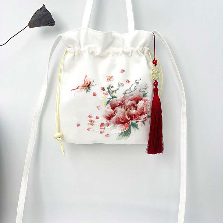 Buddha Stones Suzhou Haft Lotos Jeleń Epifyllum Piwonia Królik Bawełna Len Torba Crossbody Torba na ramię Torebka - image 17