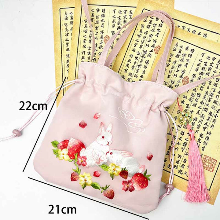 Buddha Stones Suzhou Haft Lotos Jeleń Epifyllum Piwonia Królik Bawełna Len Torba Crossbody Torba na ramię Torebka - image 19