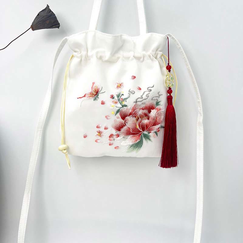 Buddha Stones Suzhou Haft Lotos Jeleń Epifyllum Piwonia Królik Bawełna Len Torba Crossbody Torba na ramię Torebka