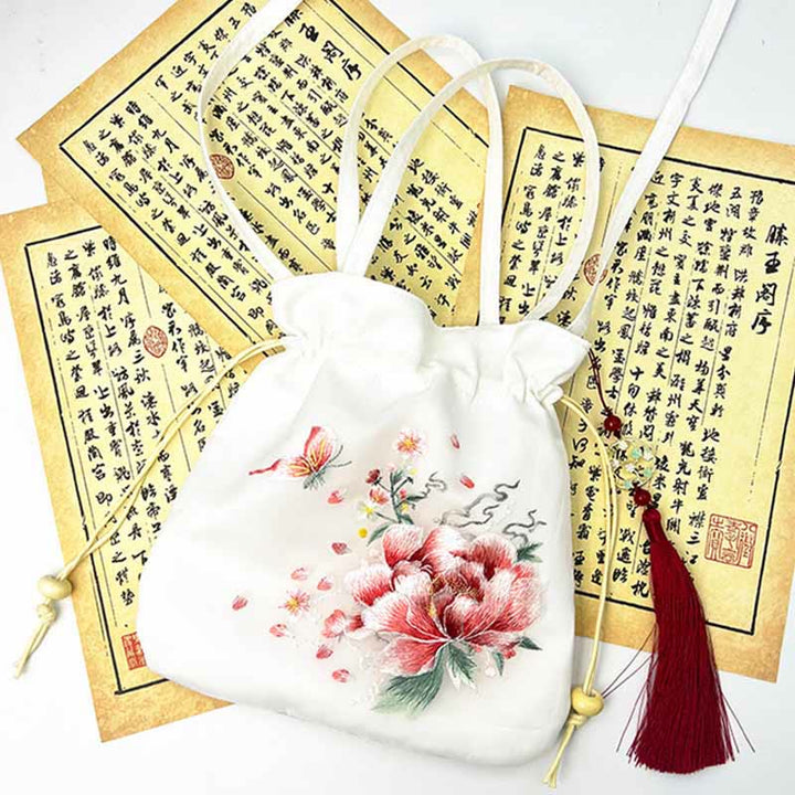 Buddha Stones Suzhou Haft Lotos Jeleń Epifyllum Piwonia Królik Bawełna Len Torba Crossbody Torba na ramię Torebka - image 16
