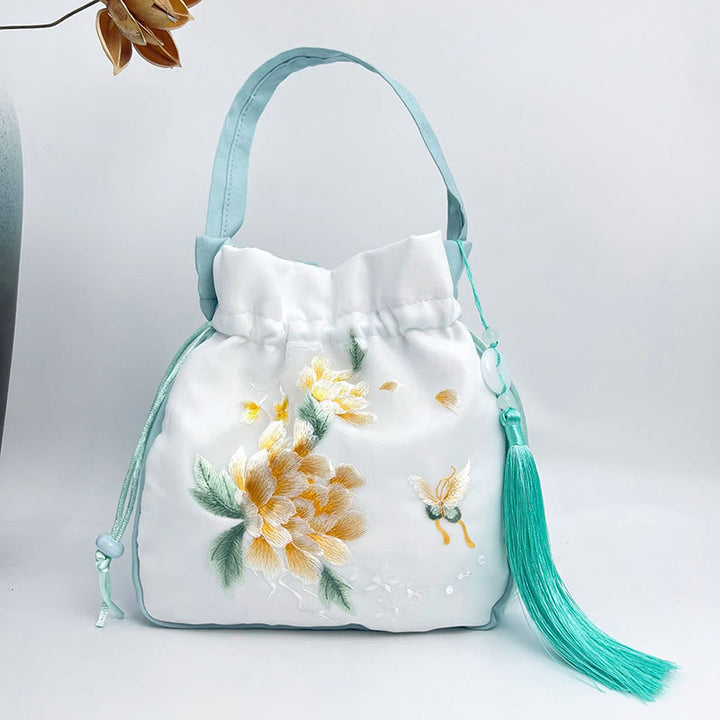 Buddha Stones Suzhou Haft Królik Lotos Epifyllum Piwonia Magnolia Torba Tote Crossbody Torba na ramię Torebka
