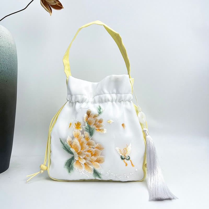 Buddha Stones Suzhou Haft Królik Lotos Epifyllum Piwonia Magnolia Torba Tote Crossbody Torba na ramię Torebka