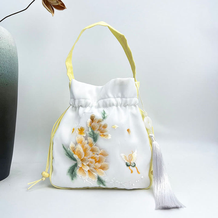 Buddha Stones Suzhou Haft Królik Lotos Epifyllum Piwonia Magnolia Torba Tote Crossbody Torba na ramię Torebka
