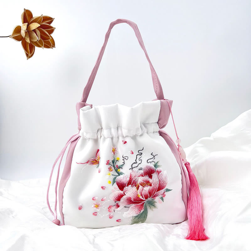 Buddha Stones Suzhou Haft Królik Lotos Epifyllum Piwonia Magnolia Torba Tote Crossbody Torba na ramię Torebka