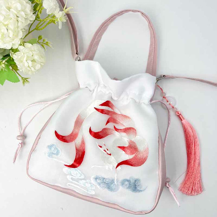 Buddha Stones Suzhou Haft Królik Lotos Epifyllum Piwonia Magnolia Torba Tote Crossbody Torba na ramię Torebka