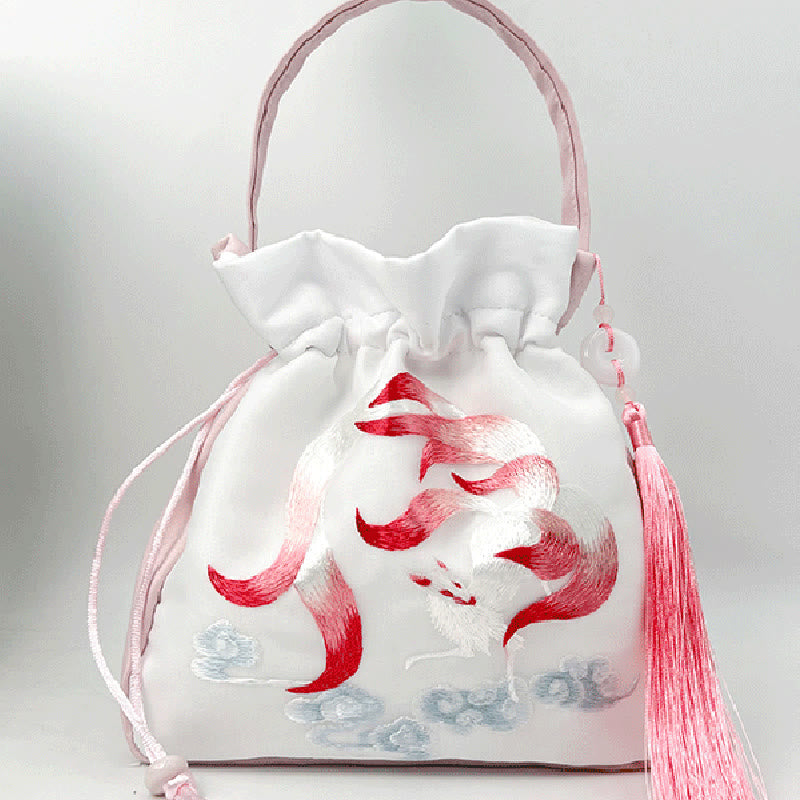 Buddha Stones Suzhou Haft Królik Lotos Epifyllum Piwonia Magnolia Torba Tote Crossbody Torba na ramię Torebka