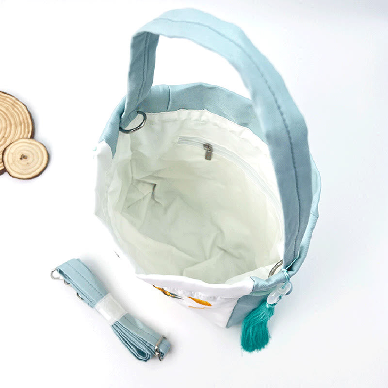Buddha Stones Suzhou Haft Królik Lotos Epifyllum Piwonia Magnolia Torba Tote Crossbody Torba na ramię Torebka