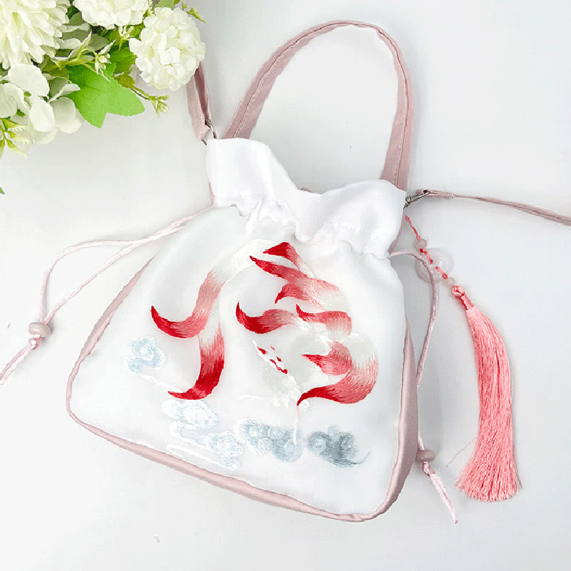 Buddha Stones Suzhou Haft Królik Lotos Epifyllum Piwonia Magnolia Torba Tote Crossbody Torba na ramię Torebka