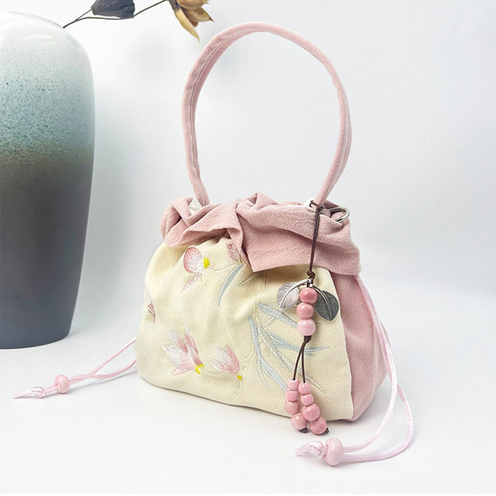 Buddha Stones Suzhou Haft Lotos Epifyllum Magnolia Bawełna Len Torba Crossbody Torba na ramię Torebka