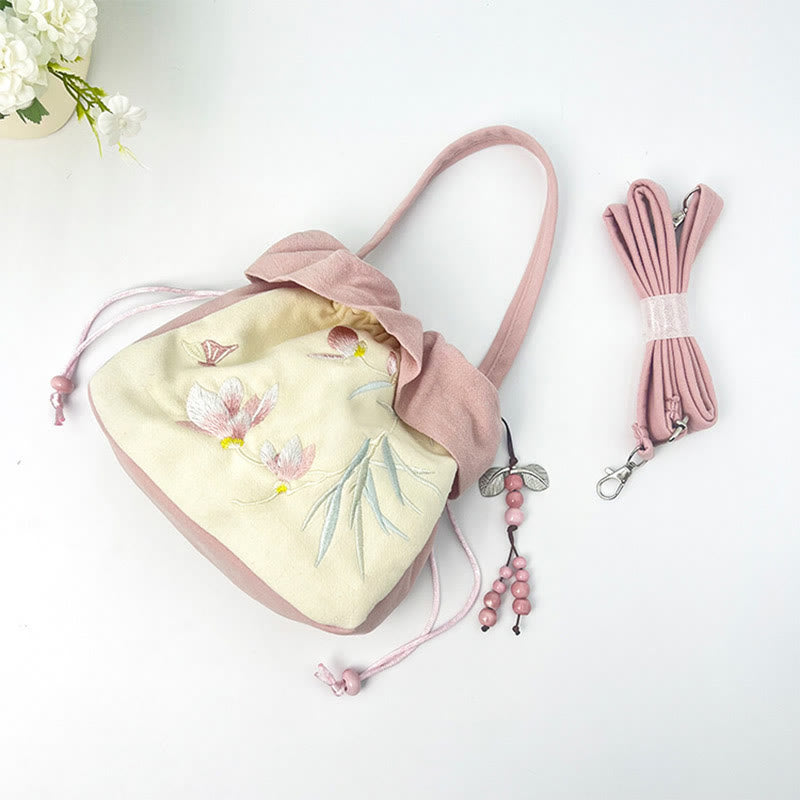 Buddha Stones Suzhou Haft Lotos Epifyllum Magnolia Bawełna Len Torba Crossbody Torba na ramię Torebka