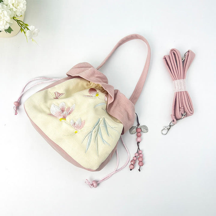 Buddha Stones Suzhou Haft Lotos Epifyllum Magnolia Bawełna Len Torba Crossbody Torba na ramię Torebka