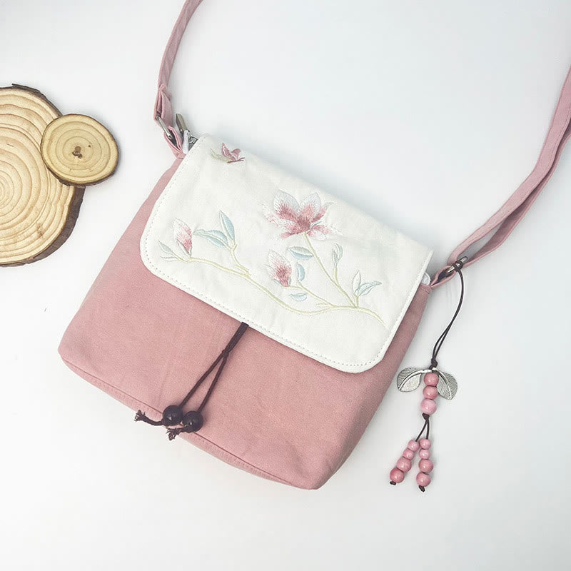 Buddha Stones haftowane Kamelia Epifyllum Gardenia Sakura Kwiaty Torba Crossbody Torba na ramię Torba na telefon komórkowy