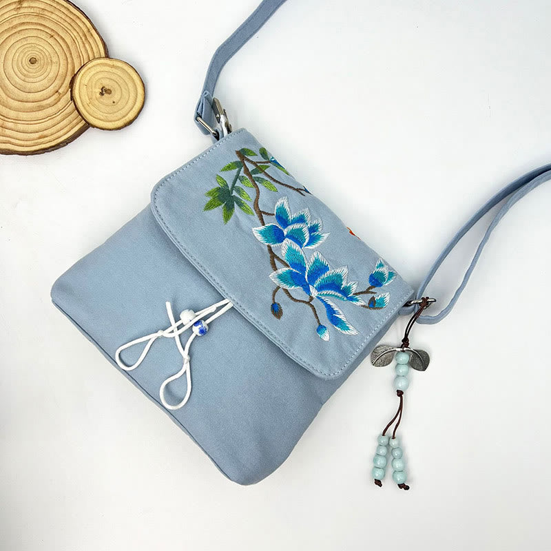 Buddha Stones haftowane Kamelia Epifyllum Gardenia Sakura Kwiaty Torba Crossbody Torba na ramię Torba na telefon komórkowy