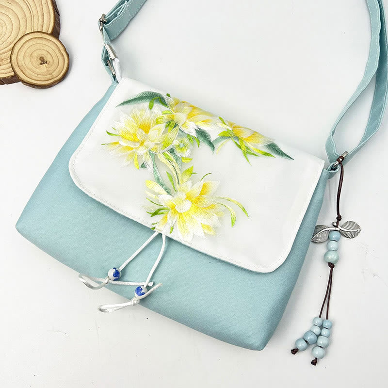 Buddha Stones haftowane Kamelia Epifyllum Gardenia Sakura Kwiaty Torba Crossbody Torba na ramię Torba na telefon komórkowy