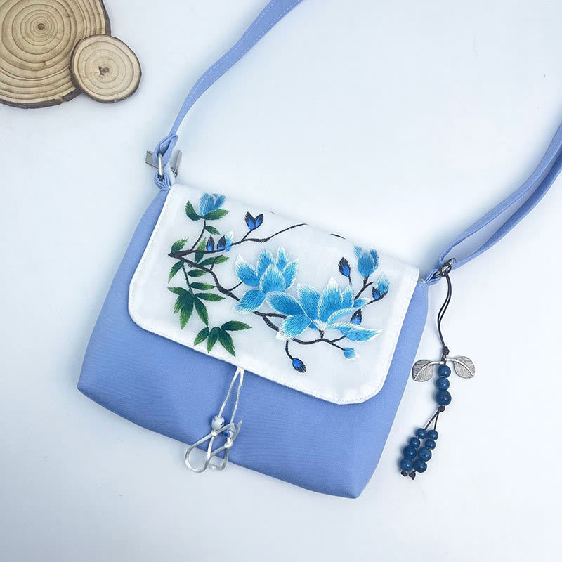 Buddha Stones haftowane Kamelia Epifyllum Gardenia Sakura Kwiaty Torba Crossbody Torba na ramię Torba na telefon komórkowy