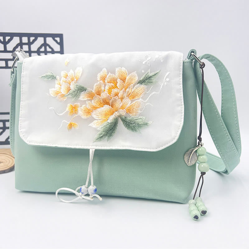 Buddha Stones haftowane Kamelia Epifyllum Gardenia Sakura Kwiaty Torba Crossbody Torba na ramię Torba na telefon komórkowy