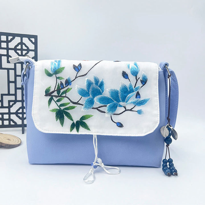 Buddha Stones haftowane Kamelia Epifyllum Gardenia Sakura Kwiaty Torba Crossbody Torba na ramię Torba na telefon komórkowy