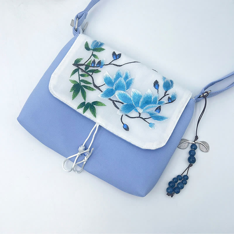 Buddha Stones haftowane Kamelia Epifyllum Gardenia Sakura Kwiaty Torba Crossbody Torba na ramię Torba na telefon komórkowy