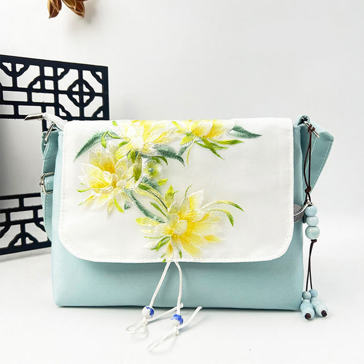 Buddha Stones haftowane Kamelia Epifyllum Gardenia Sakura Kwiaty Torba Crossbody Torba na ramię Torba na telefon komórkowy