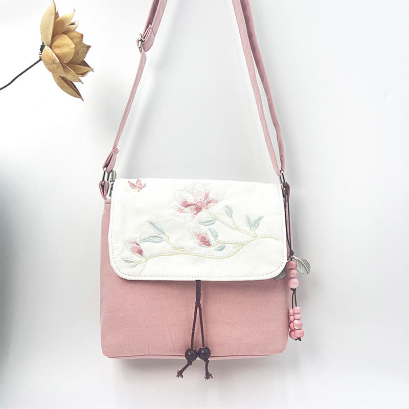 Buddha Stones haftowane Kamelia Epifyllum Gardenia Sakura Kwiaty Torba Crossbody Torba na ramię Torba na telefon komórkowy