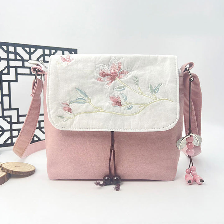 Buddha Stones haftowane Kamelia Epifyllum Gardenia Sakura Kwiaty Torba Crossbody Torba na ramię Torba na telefon komórkowy