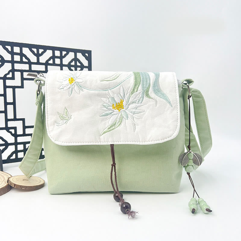 Buddha Stones haftowane Kamelia Epifyllum Gardenia Sakura Kwiaty Torba Crossbody Torba na ramię Torba na telefon komórkowy