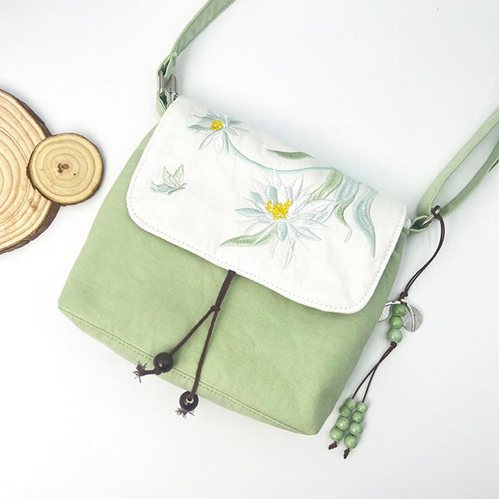 Buddha Stones haftowane Kamelia Epifyllum Gardenia Sakura Kwiaty Torba Crossbody Torba na ramię Torba na telefon komórkowy