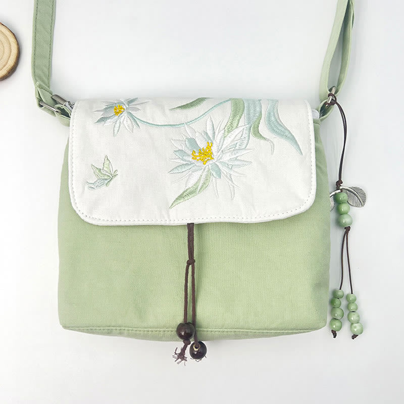 Buddha Stones haftowane Kamelia Epifyllum Gardenia Sakura Kwiaty Torba Crossbody Torba na ramię Torba na telefon komórkowy