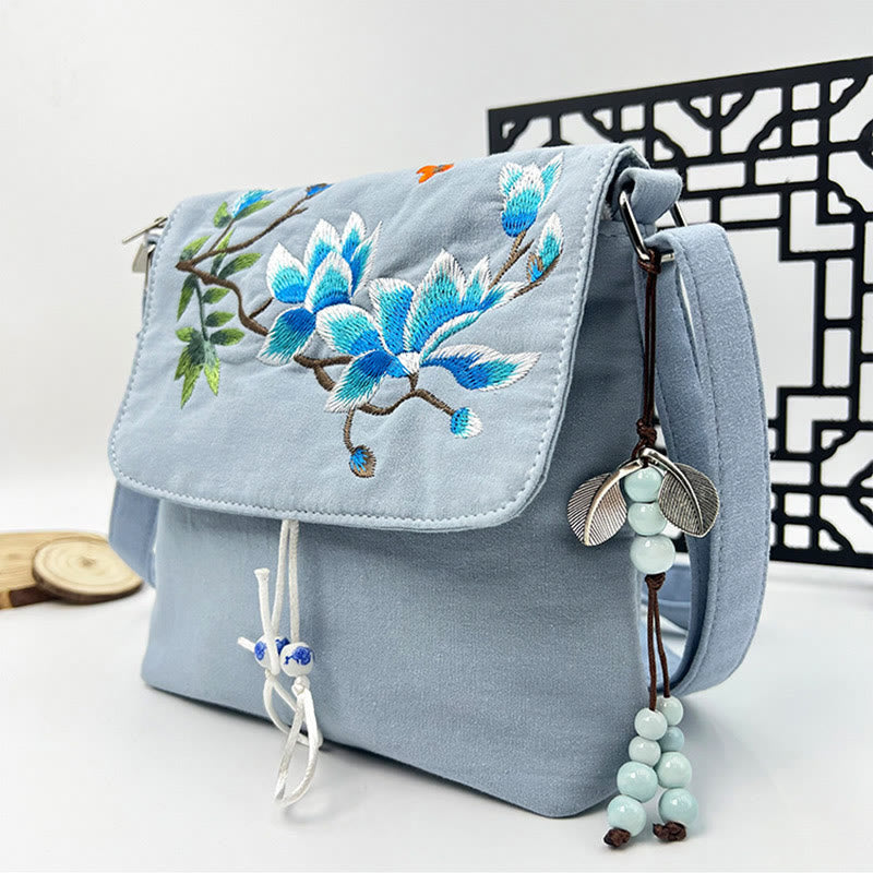 Buddha Stones haftowane Kamelia Epifyllum Gardenia Sakura Kwiaty Torba Crossbody Torba na ramię Torba na telefon komórkowy