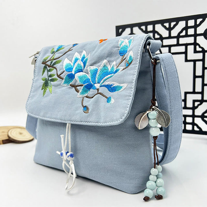 Buddha Stones haftowane Kamelia Epifyllum Gardenia Sakura Kwiaty Torba Crossbody Torba na ramię Torba na telefon komórkowy