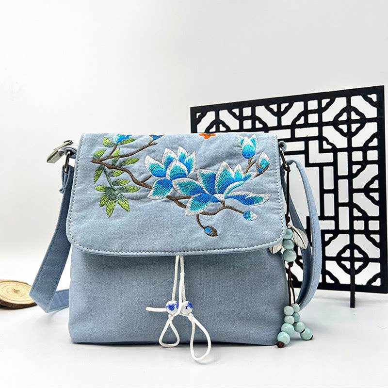Buddha Stones haftowane Kamelia Epifyllum Gardenia Sakura Kwiaty Torba Crossbody Torba na ramię Torba na telefon komórkowy