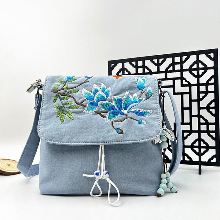 Buddha Stones haftowane Kamelia Epifyllum Gardenia Sakura Kwiaty Torba Crossbody Torba na ramię Torba na telefon komórkowy