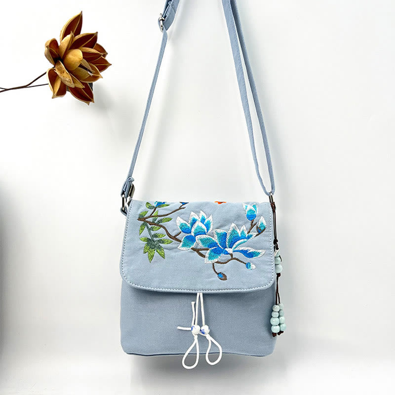 Buddha Stones haftowane Kamelia Epifyllum Gardenia Sakura Kwiaty Torba Crossbody Torba na ramię Torba na telefon komórkowy
