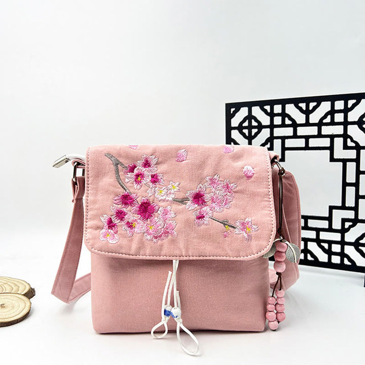 Buddha Stones haftowane Kamelia Epifyllum Gardenia Sakura Kwiaty Torba Crossbody Torba na ramię Torba na telefon komórkowy