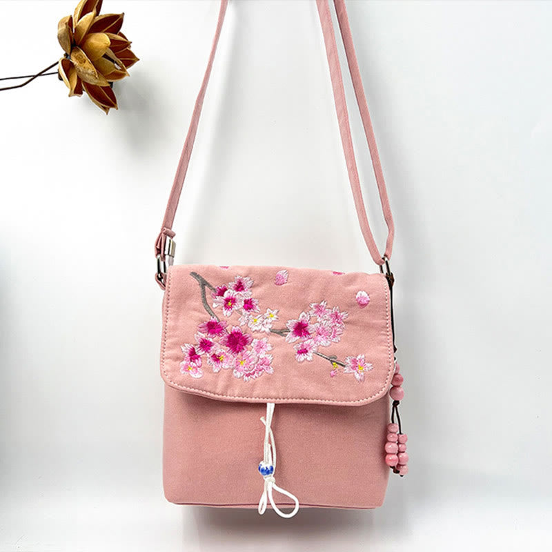 Buddha Stones haftowane Kamelia Epifyllum Gardenia Sakura Kwiaty Torba Crossbody Torba na ramię Torba na telefon komórkowy