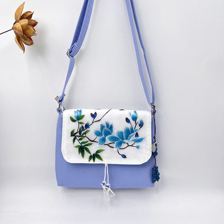 Buddha Stones haftowane Kamelia Epifyllum Gardenia Sakura Kwiaty Torba Crossbody Torba na ramię Torba na telefon komórkowy